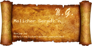Melicher Germán névjegykártya